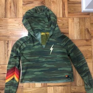 Aviator Nation rare cropped hoodie, lighting bolt
